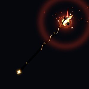 Starcatcher, a staff holding a burning star
